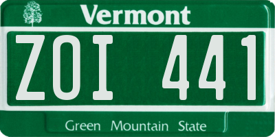 VT license plate ZOI441