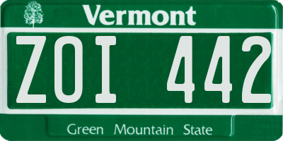 VT license plate ZOI442