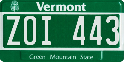 VT license plate ZOI443