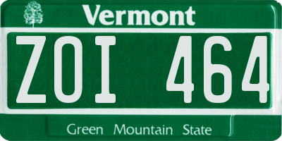 VT license plate ZOI464