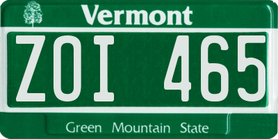 VT license plate ZOI465