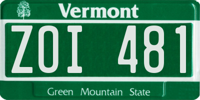VT license plate ZOI481