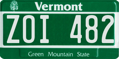 VT license plate ZOI482