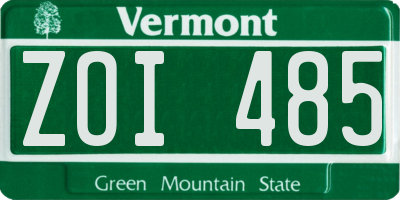 VT license plate ZOI485