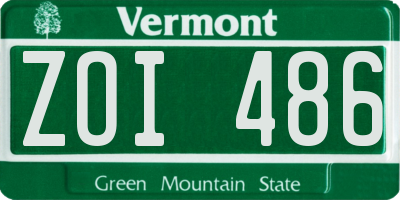 VT license plate ZOI486