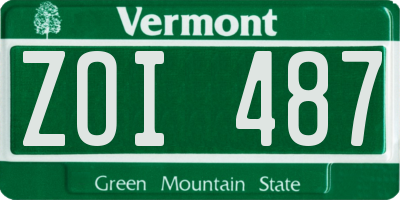 VT license plate ZOI487