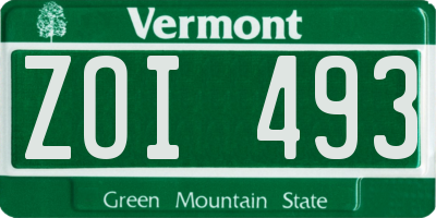 VT license plate ZOI493