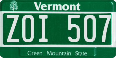 VT license plate ZOI507