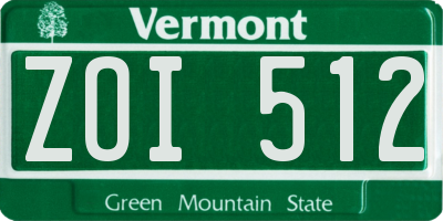 VT license plate ZOI512