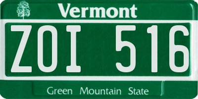 VT license plate ZOI516