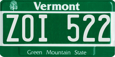 VT license plate ZOI522
