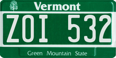 VT license plate ZOI532