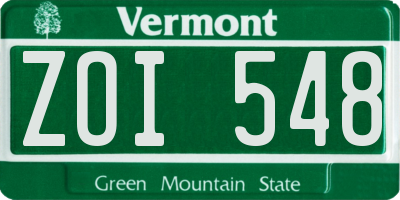 VT license plate ZOI548