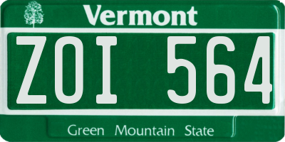VT license plate ZOI564