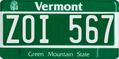 VT license plate ZOI567