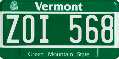 VT license plate ZOI568