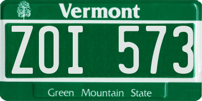 VT license plate ZOI573