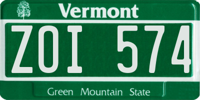 VT license plate ZOI574