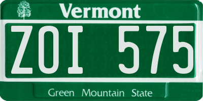 VT license plate ZOI575