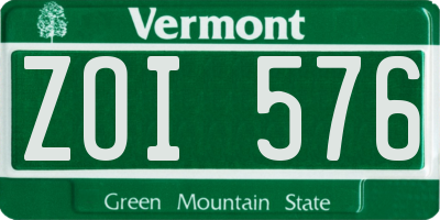 VT license plate ZOI576