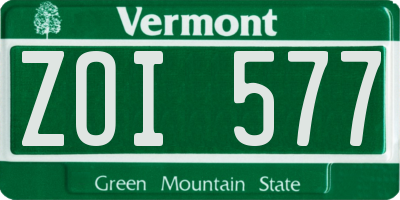 VT license plate ZOI577