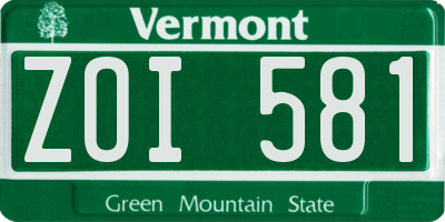 VT license plate ZOI581