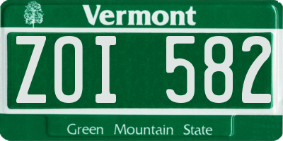 VT license plate ZOI582