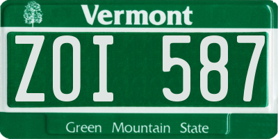 VT license plate ZOI587