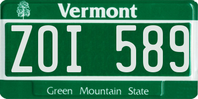 VT license plate ZOI589