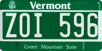 VT license plate ZOI596