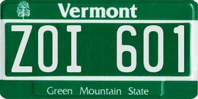 VT license plate ZOI601