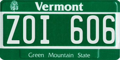 VT license plate ZOI606