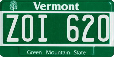 VT license plate ZOI620