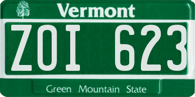VT license plate ZOI623