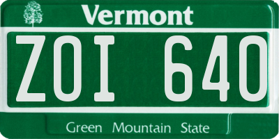 VT license plate ZOI640