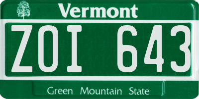 VT license plate ZOI643