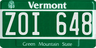 VT license plate ZOI648