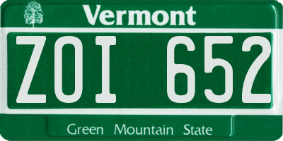 VT license plate ZOI652