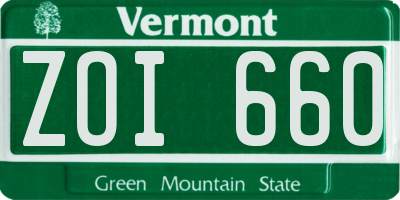 VT license plate ZOI660