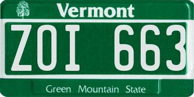 VT license plate ZOI663
