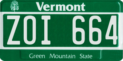 VT license plate ZOI664