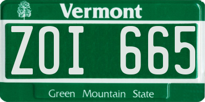 VT license plate ZOI665