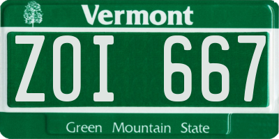 VT license plate ZOI667