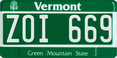 VT license plate ZOI669