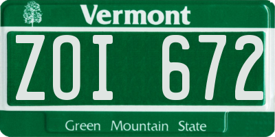 VT license plate ZOI672