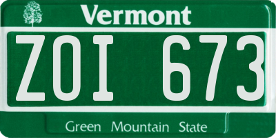 VT license plate ZOI673