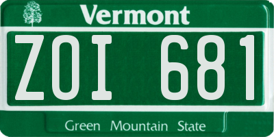 VT license plate ZOI681