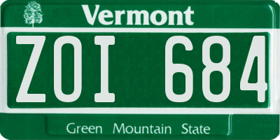 VT license plate ZOI684