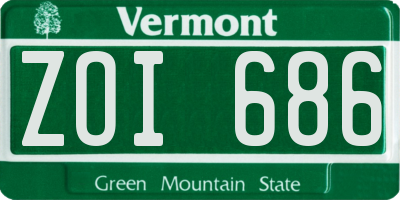 VT license plate ZOI686