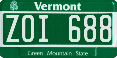 VT license plate ZOI688